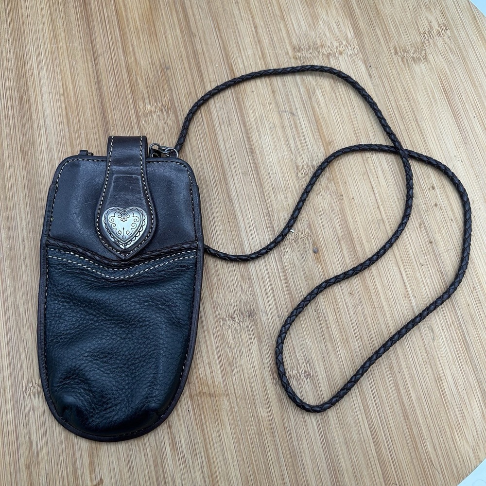 Vintage Brighton‎ Leather Cell Phone/credit card Crossbody black and brown